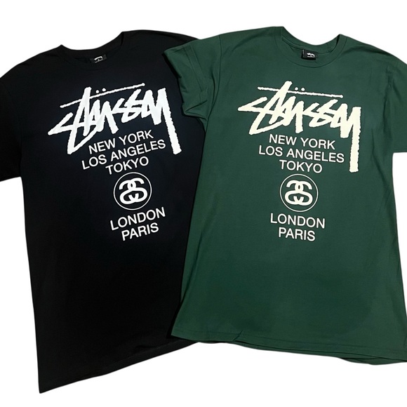 Stussy Other - Stussy World Tour Tee Bundle of 2 Mens Size medium Double Sided Logo NWOT